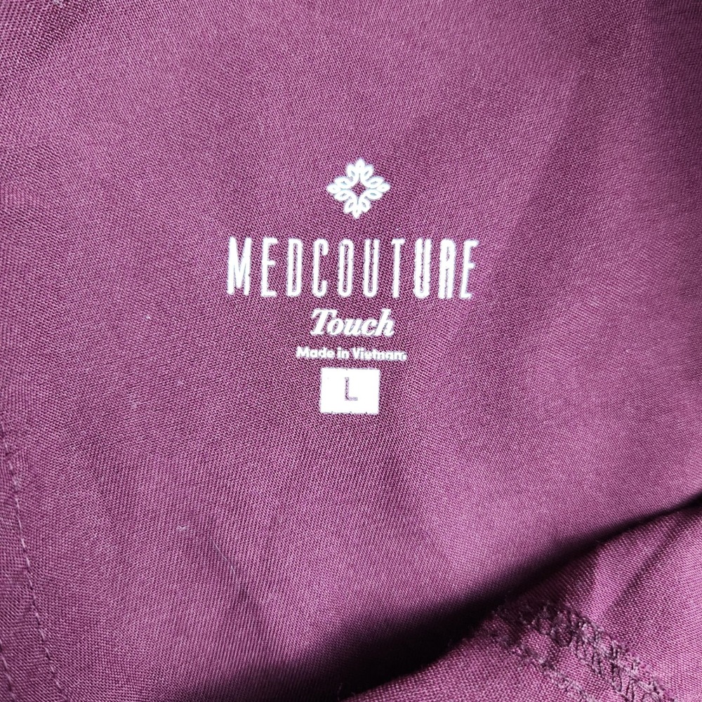 Med Couture Scrub Pants Womens Large Wine Touch Cargo Pockets Stretch Drawstring - Picture 2 of 7